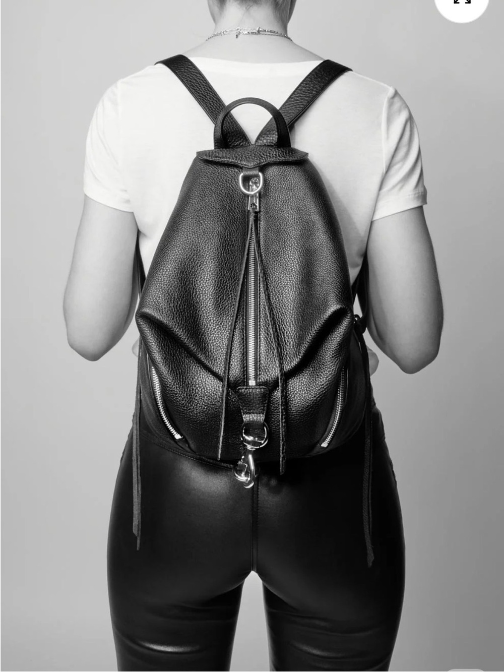 Rebecca Minkoff Julian Black Leather Backpack - gold hardware